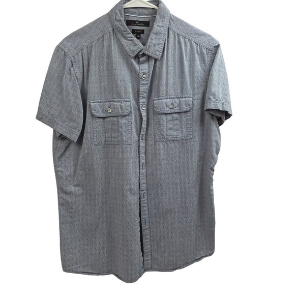 Marc Anthony Slim Fit Men Short Sleeve Button-Up Shirt Size L Blue Dotted Cotton - Picture 3 of 7